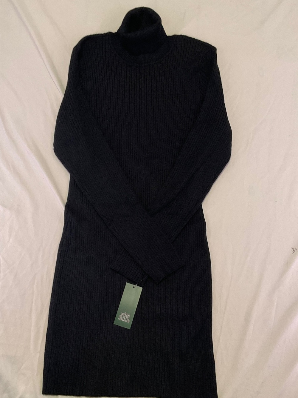 wild fable Black Ribbed Turtleneck Midi Dress XL long sleeves
